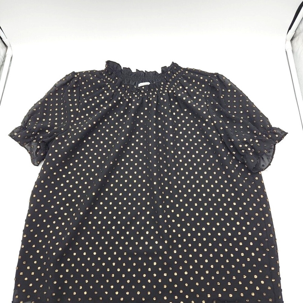 J. Crew Black and Gold Puff Sleeve Blouse with Peter Pan Collar - Picture 5 of 5